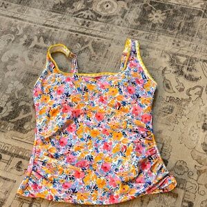 Floral Tank Top with Yellow and Pink Accents